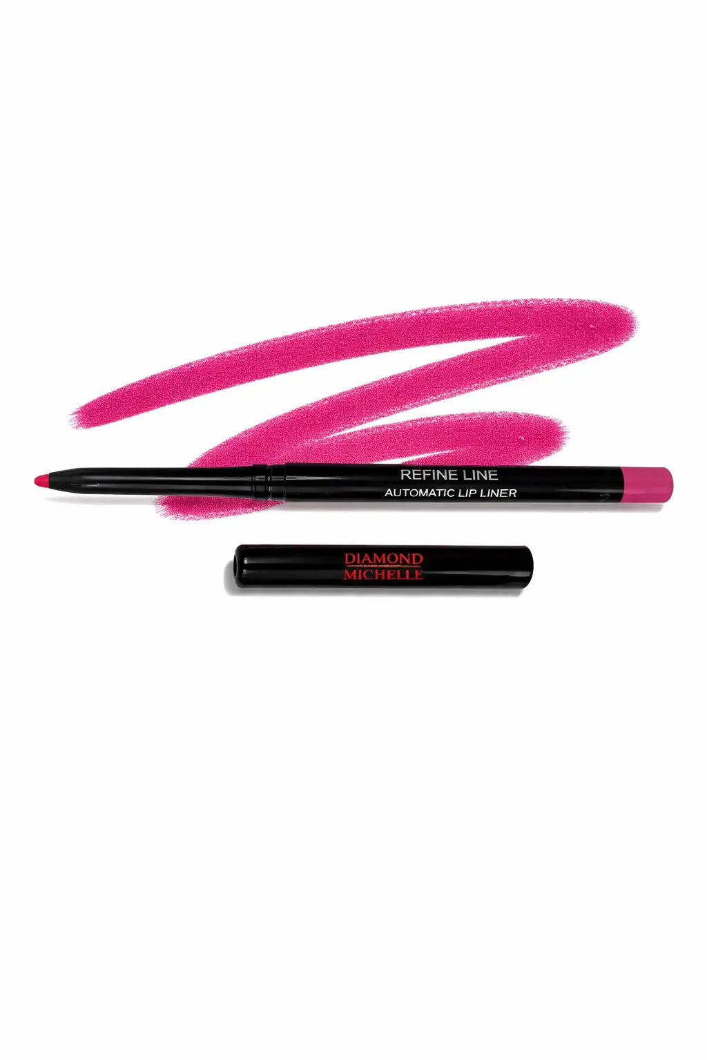 Diamond Michelle lip liner with fuschia color swatch on a white background