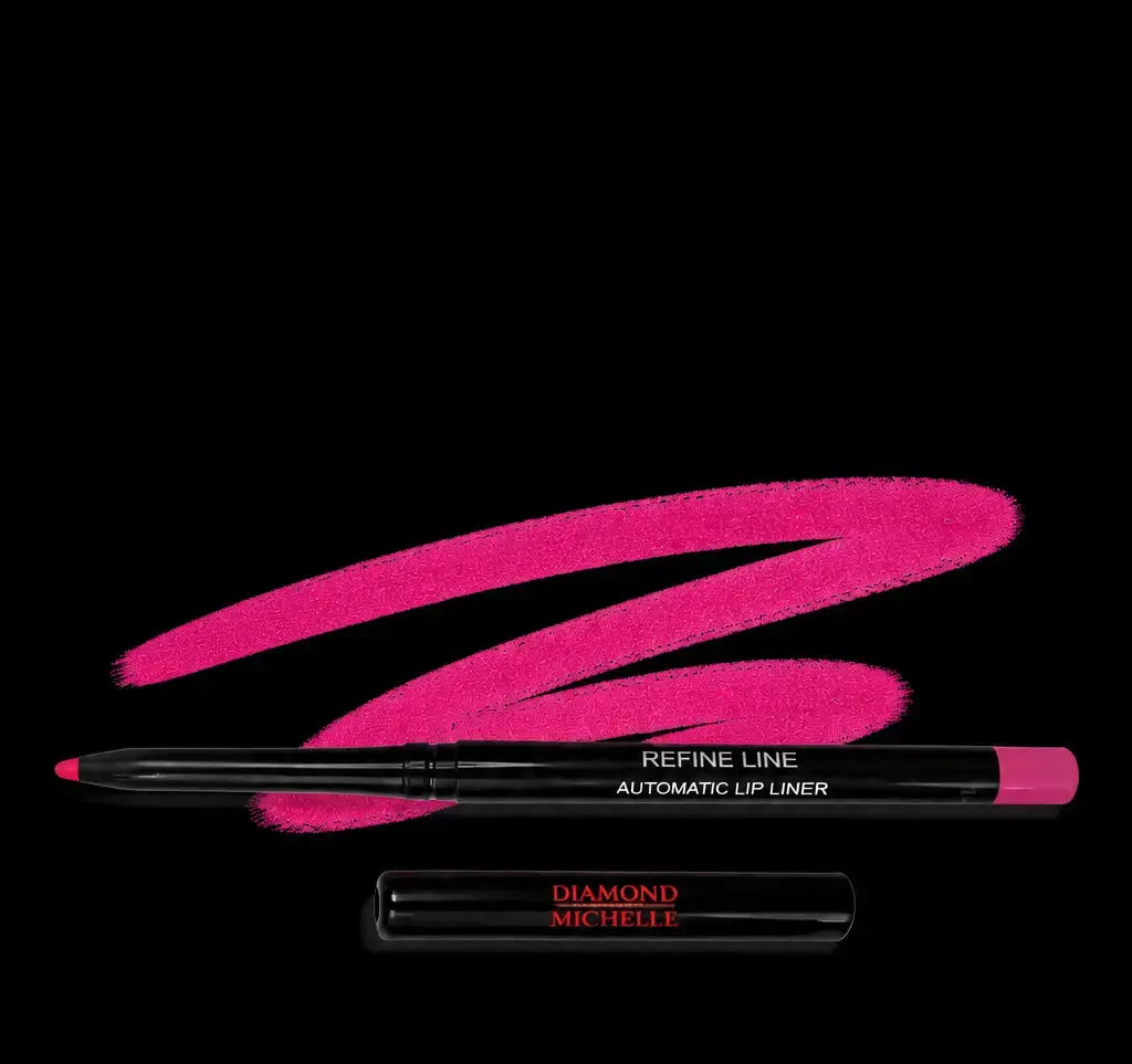 Pink lip liner with 'Diamond Michelle' branding on a black background
